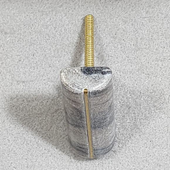 Gray Marble Stone Cabinet Dresser Drawer Pulls Set of 6 Perilla Home NEW In Box - Picture 2 of 10